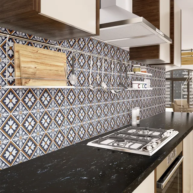 Ambiance Sticker Zelfklevende tegelmuurstickers voor keuken en badkamer - 60 cementtegelstickers (AZULEJOS EVA) - 60 stickers 10x10cm Multi color