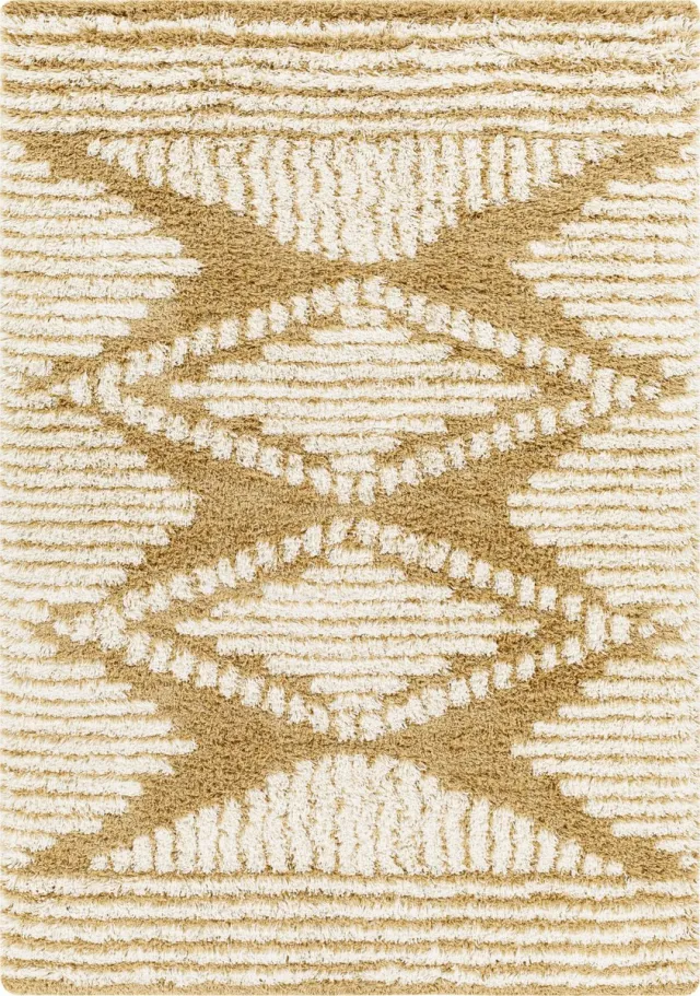 Surya Nuria vloerkleed hoogpolig shaggy boho camel ivoor