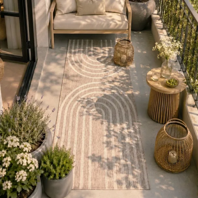 Fraai In- & Outdoor loper - Sierra Arches Beige/Creme - 80x200cm Crème