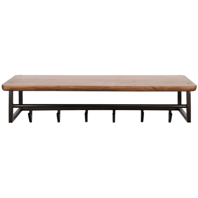 LT-Luce Kapstok Edge Curve Brons Massief Acacia Bruin 6 Haken 100cm Hoedenplank Brons & Bruin
