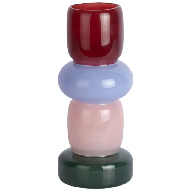 Present Time Vaas Burano - Multicolor - 13.5x13.5x32cm - Glas - Scandinavisch - Bloemenvaas - Woondecoratie - Decoratieve vaas voor woonkamer of slaapkamer