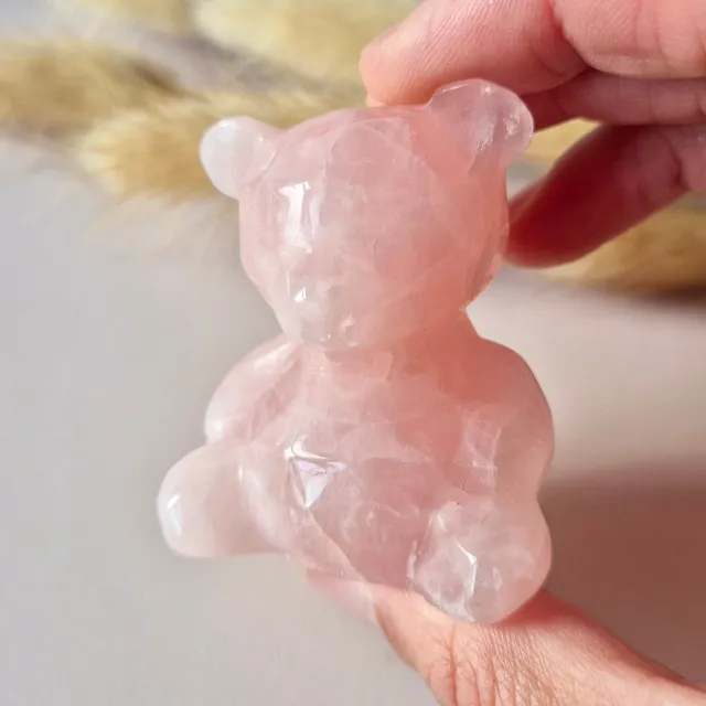 Moonlight Gemstones Edelsteen Crystal Carving Beer – Rozenkwarts Meerkleurig