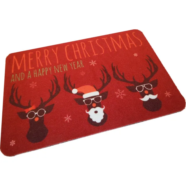 Ikado Kerstmat - rood - 3 herten - 40 x 60 cm