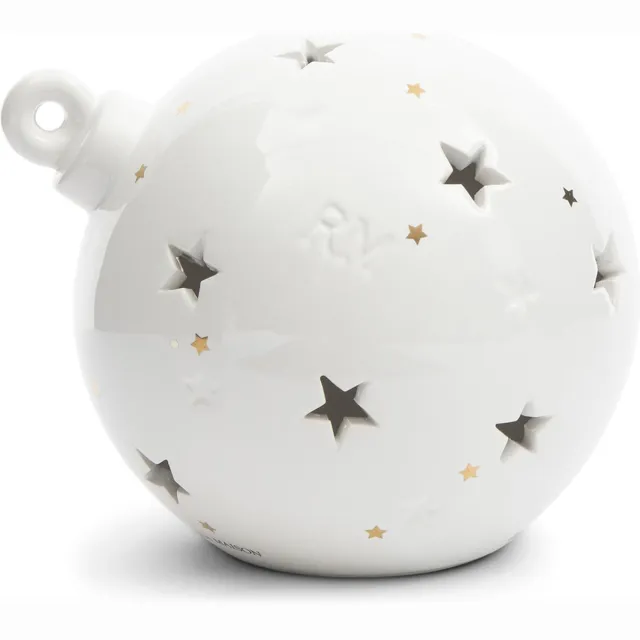 Riviera Maison Waxinelichthouder, Kerstbal sterren print - RM Starry Christmas Bauble, Theelichthouder - wit