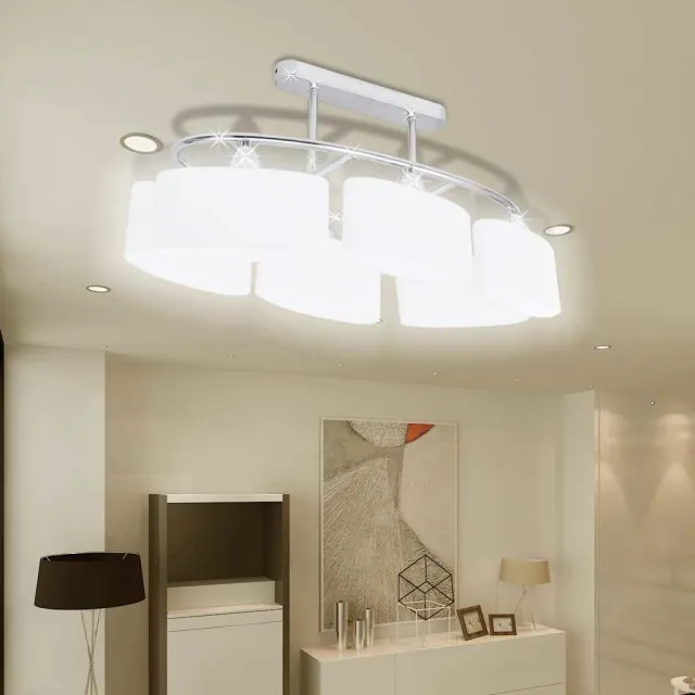 vidaXL Plafondlamp met ellipsvormige glazen kappen 2 st wit