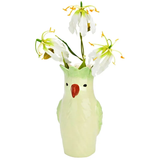 G. Wurm Bloemenvaas Papegaai - groen - keramiek - 13 x 25 x 13 cm - vaas