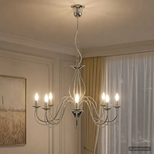 vidaXL Verstelbare kroonluchter E14 Metaal Chroom Ø 78 x 101 cm