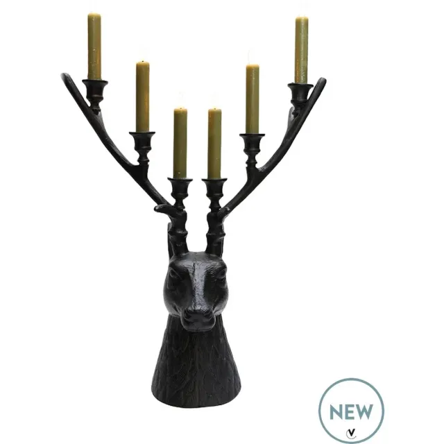 Vase The World Kandelaar Selado | hertenkop | 6 kaarsen | zwart - black | L42 x B19 x H50 cm