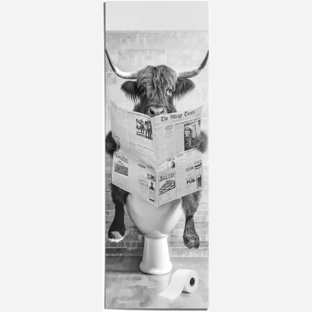 Reinders Poster Hooglander Toilet - 158 x 53 - Papier - REINDERS Zwart-Wit