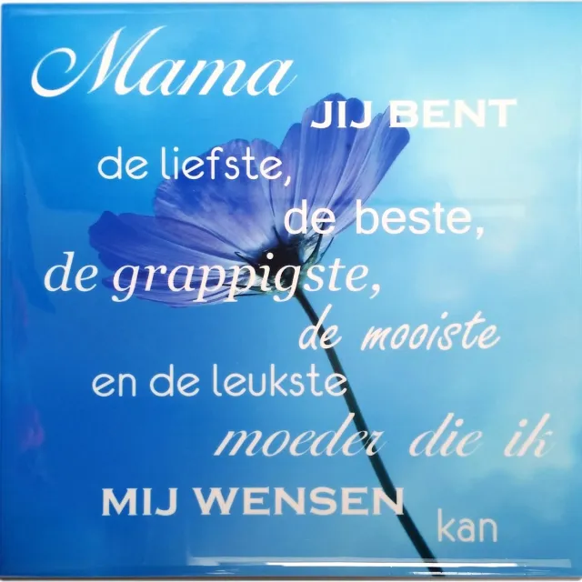 Bordenprint.nl Keramieke Tegel - Mama jij bent de... Blauw