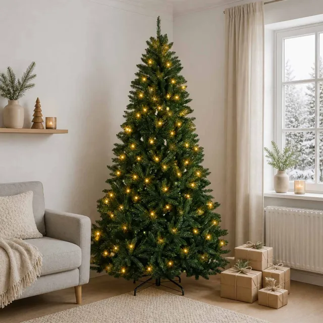 vidaXL Kunstmatige Inklapbare Kerstboom 240 cm 600 LED's Warmwit PVC Groen