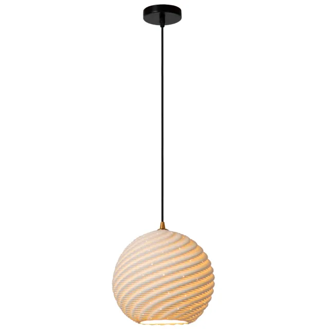 Lucide BINA - Hanglamp - Ø 25 cm - 1xE27 - Wit Wit, Zwart