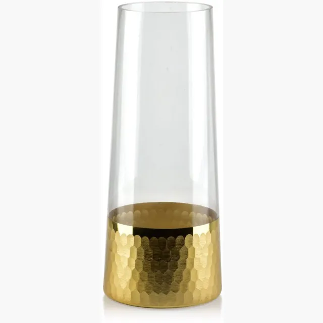 mondex Sereniet vaas - 10 x h25cm - schuin - Glas - Goud