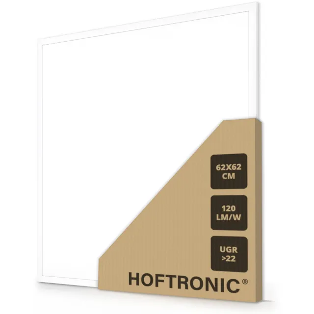 HOFTRONIC LED Paneel - 62 x 62 cm - 36 Watt - 4320lm (120lm/W) - 4000K neutraal wit - Flikkervrij - UGR22 - 50.000 branduren - Incl. Philips Certa Drive driver