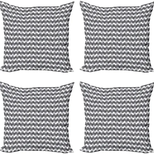 ABAKUHAUS Kussenhoes Set – 4x45x45 cm – Dubbelzijdige bedrukking – Antraciet/Grijs
