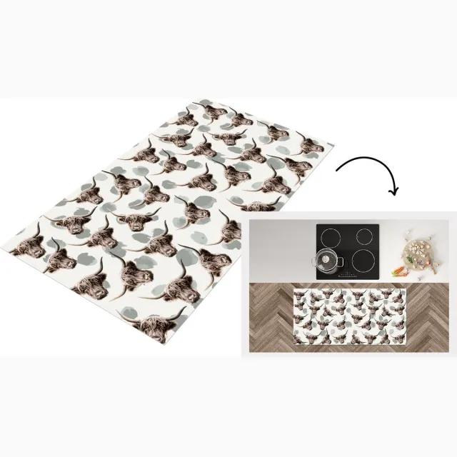 KitchenYeah Keukenloper - Loper keuken - Schotse hooglander - Koe - Dieren - Keukenloper vinyl Multicolor