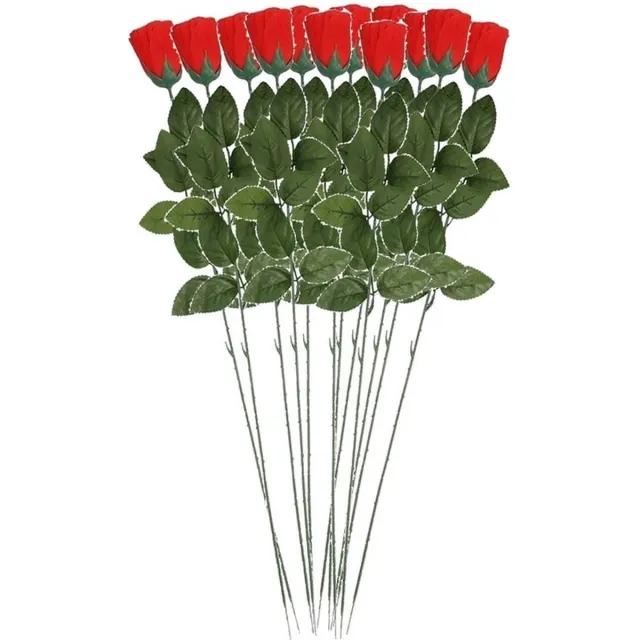 Shoppartners 12x Rode Rosa/roos kunstbloem 60 cm - Kunstrozen - Kunstbloemen boeketten rozen rood