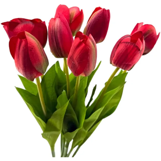 CHM Set van 8 Natuurgetrouwe Kunsttulpen – 53 cm - Tulpen - Rood