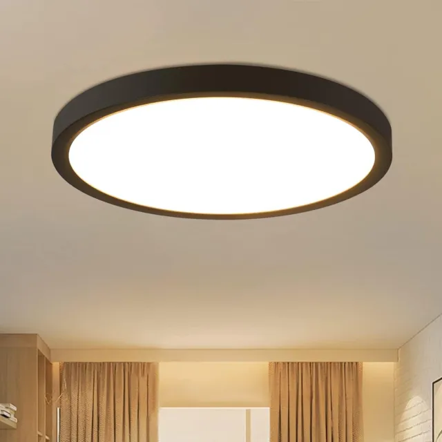 NETTLIFE badkamer plafonnière - Zwart - rond - klein - warmwit licht - 15 W - ⌀23cm