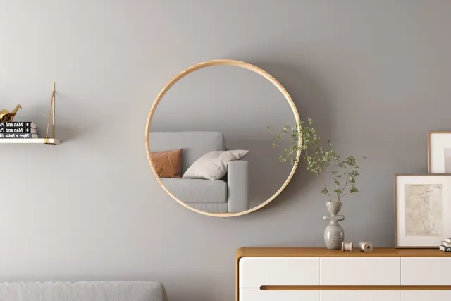 Rousseau Ronde Spiegel Ria | Ø80 X 10 Cm | Old Oak-design - Rousseau - Spiegels - Bruin - Spiegel