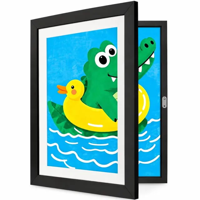 SWGOTA Zwarte A4-fotolijst met opklapbare voorkant, 21 x 29,7 cm, MDF