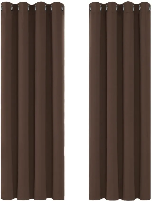 Unyqoos ® Geluidswerende en Energiezuinige Verduisteringsgordijnen voor Slaapkamer en Woonkamer, 160 x 117 cm, Bruin, Set van 2
