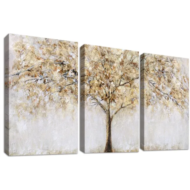Unyqoos Drie Delige Canvas Schilderijen Set met Abstracte Boom voor Woondecoratie Fonkelende boom