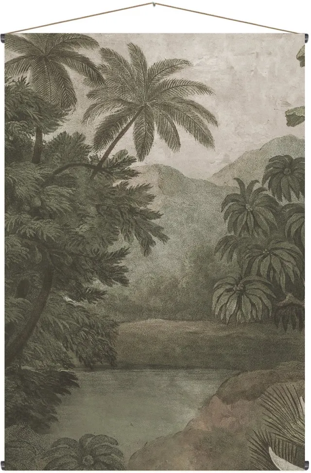 Art for the Home Wandkleed XL Jungle - Bomen - 150x100cm - Groen/Grijs
