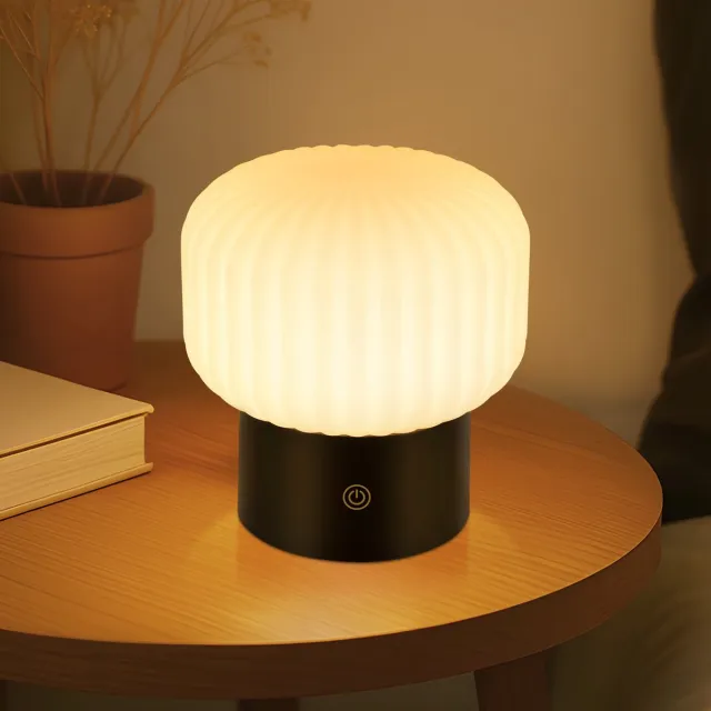 NETTLIFE Draadloze LED Nachttischlampe Met Accu | Touch Lamp Dimbaar USB Oplaadbaar | IP44 Ronde Glazen | Slaapkamer Badkamer wit