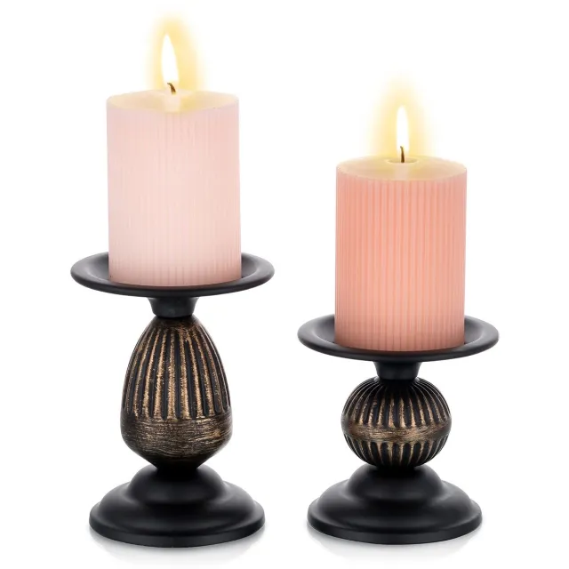 Unyqoos ® Elegante Vintage Kandelaar Set van Zwart Metaal voor Stijlvolle Decoratie