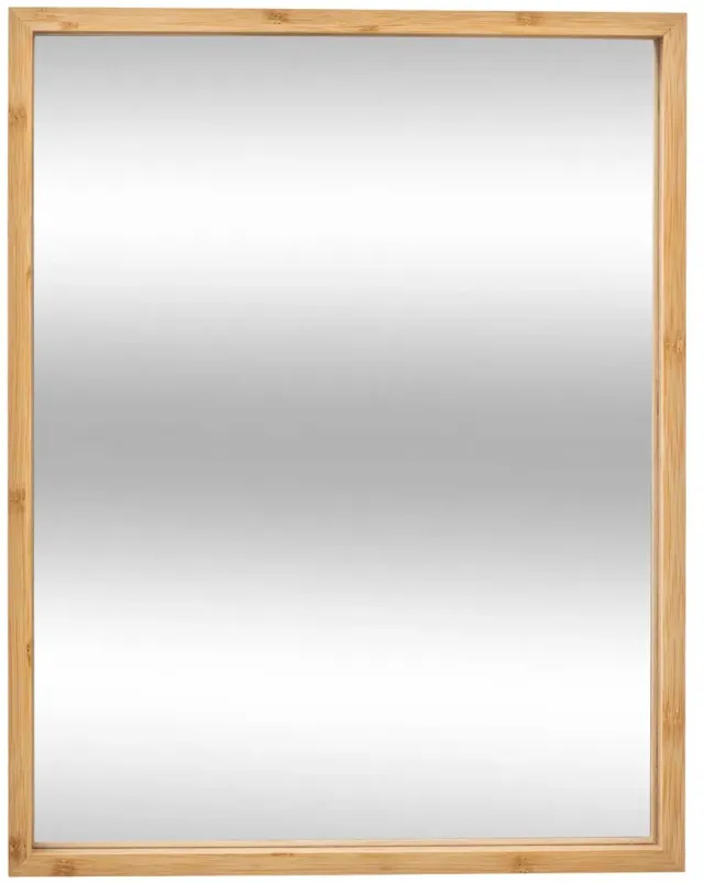 5Five® 5five Spiegel/Wandspiegel - rechthoek - 34 x 44 cm - mdf/bamboe/glas - naturel - gang - toilet - badkamer Licht beige