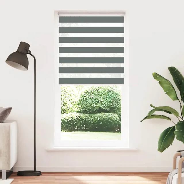 vidaXL Zebra rolgordijn 110x200 cm stofbreedte 105,9 cm donkergrijs