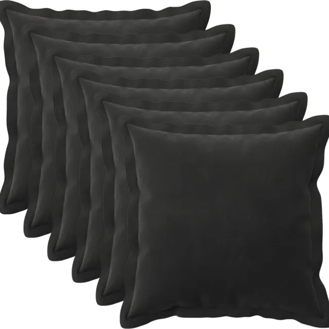 vidaXL Dekenkussen - 6 - st - HOUTEN - Zwart - 35 - x - 35 - cm - fluweel