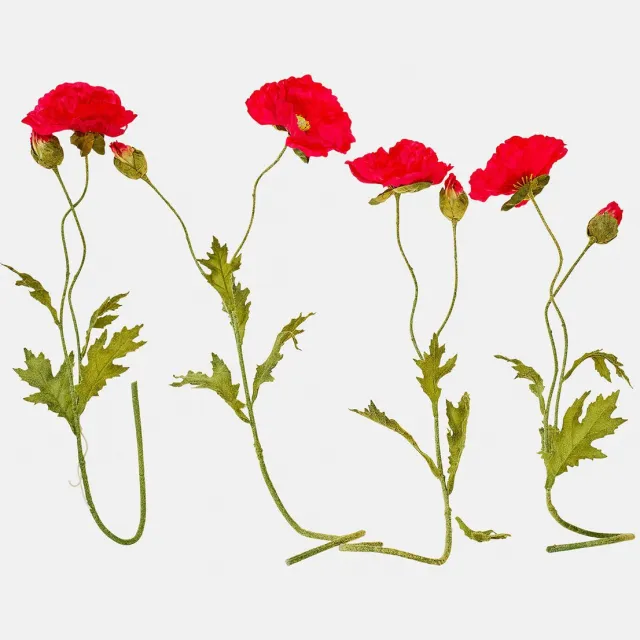 Loberon Decoratieve bloem set van 4 Doravela rood