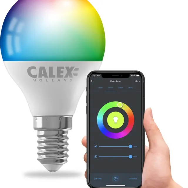 Calex Slimme Lamp - Wifi LED Verlichting - E14 - Smart Lichtbron - Dimbaar - RGB en Warm Wit licht - 4.9W