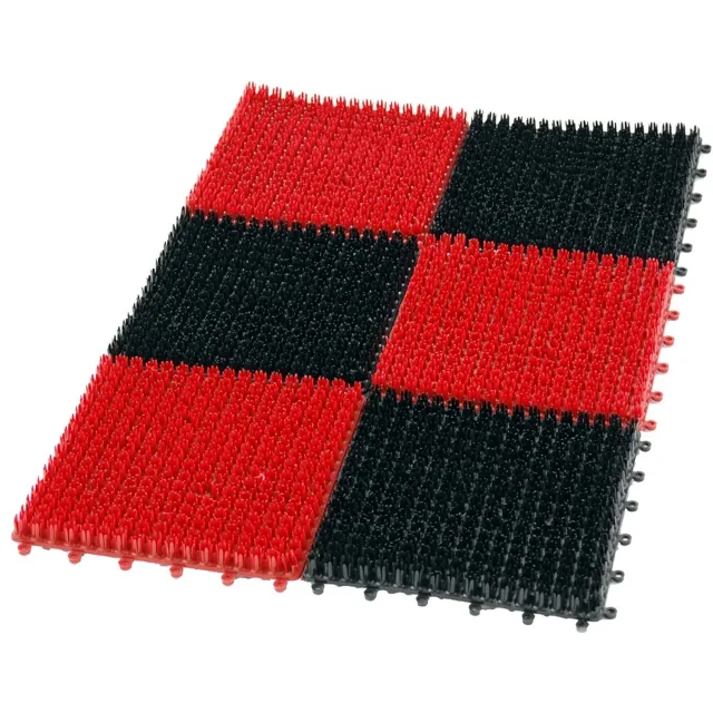 Un Kunststof Grasdeurmat 6-delig 36*55cm Zwart/rood