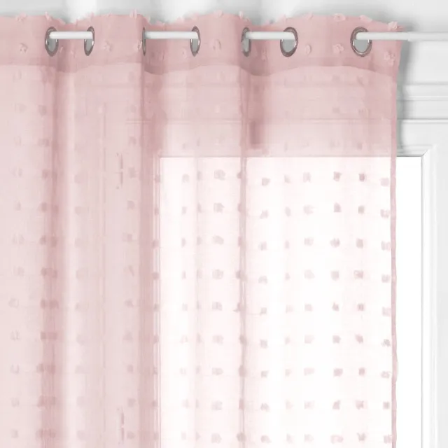 Atmosphera Créateur d'intérieur® KopAtmosphera Gordijn Lelie voile Rose - Kant en klaar met ringen - Gordijn raambekleding - 140 x 240 cm