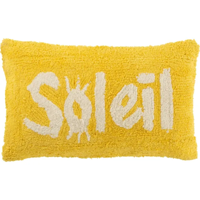 J-Line kussen Soleil Getuft - katoen - geel/wit
