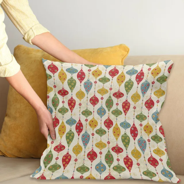 New Bed Kerstmis Traditionele Ballen Decoratieve Kussenhoes met Rits Dubbelzijdige Print voor Woonkamer Upgrade, 50cm x 50cm Multikleur, Groen