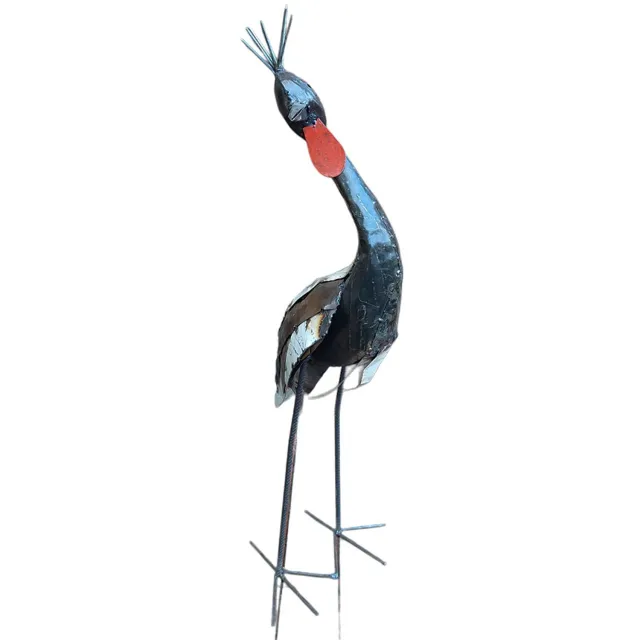 Zimba Arts Floz Design metalen vogelbeeld - kraanvogel - groot vogelbeeld - 94 cm - fairtrade metaal