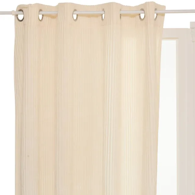 Atmosphera Arum gordijn 140 x 260 cm - Kant en klaar met ringen - Gordijn raambekleding - Ivoor Beige