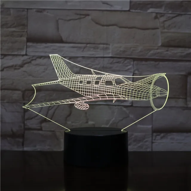MC Living 3D Led Lamp Met Gravering - RGB 7 Kleuren - Vliegtuig
