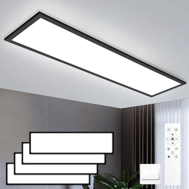 Oraymin 4-Pack LED Plafondlamp Paneel 120x30 Zwart - 40W 4400LM - Dimbaar - Geheugenfunctie