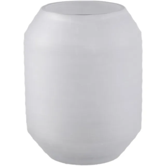 PTMD Malia White Glass Vase Round Stripe Cutting Wit