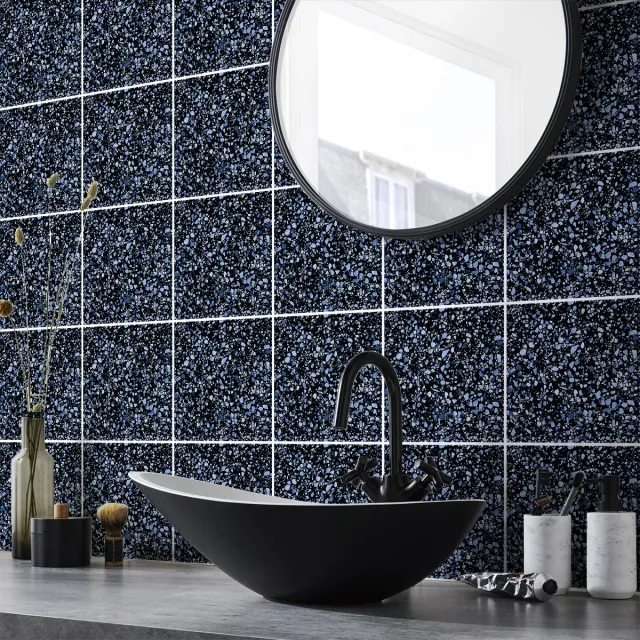 Ambiance Sticker Zelfklevende tegelmuurstickers voor keuken en badkamer - 24 Terrazzo Vita cementtegelstickers - 24 stickers 10x10cm Multi color