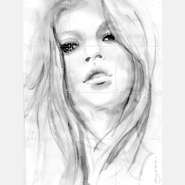 IXXI Breeze, Tiny Stories - 60 x 80 cm - Grote wanddecoratie en posters - Aquarel, Tekeningen, Illustraties, Line art, Slaapkamer, Woonkamer Zwart en wit / Zwart / Lichte tinten / Monochroom