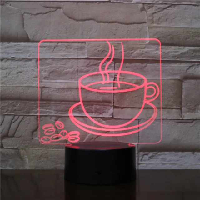MC Living 3D Led Lamp Met Gravering - RGB 7 Kleuren - Koffie