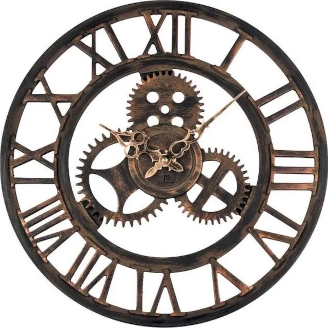 Lowell 21458 - wandklok - Quartz - Analoog Bruin