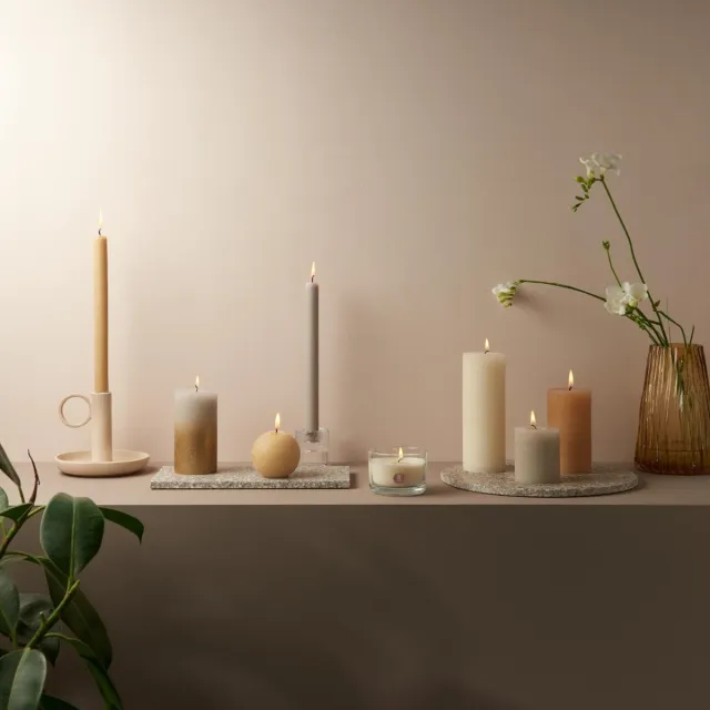 Bolsius Rustiek stompkaars - Fading metallic - 80/68 - 1 Stuk - Oat Beige + Copper Beige, koper
