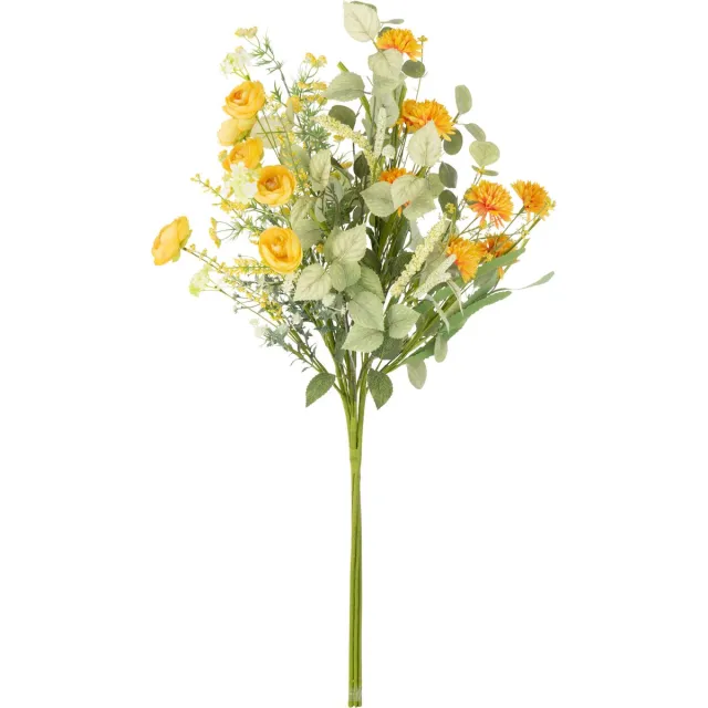 J-Line boeket Bloemen Mix - kunststof - geel